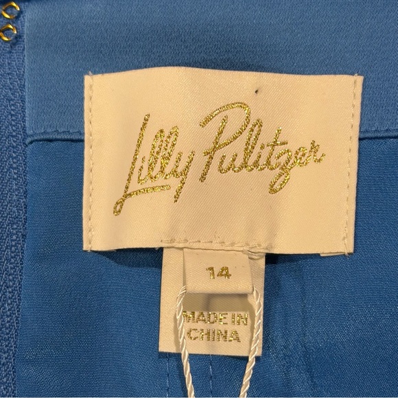 Lilly Pulitzer NWT Size 14 Morelle Blue Carlynn Strapless Satin Mini Dress Party - Picture 4 of 9